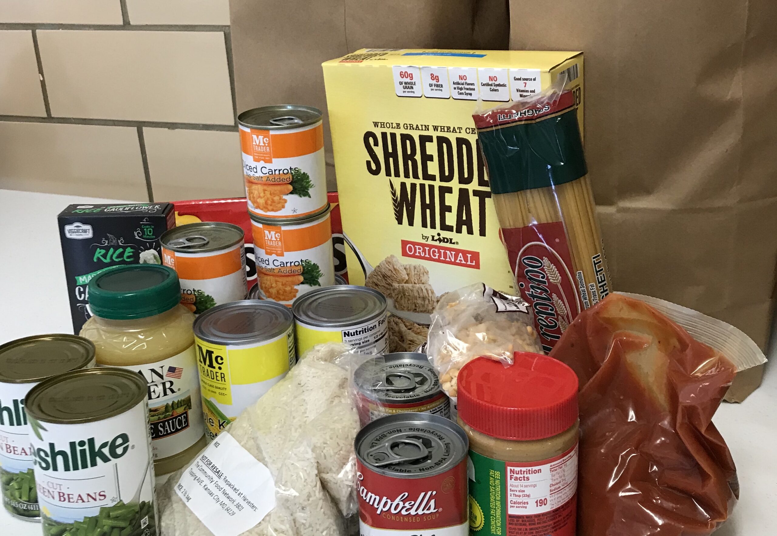 Pre-packaged food pantry bag